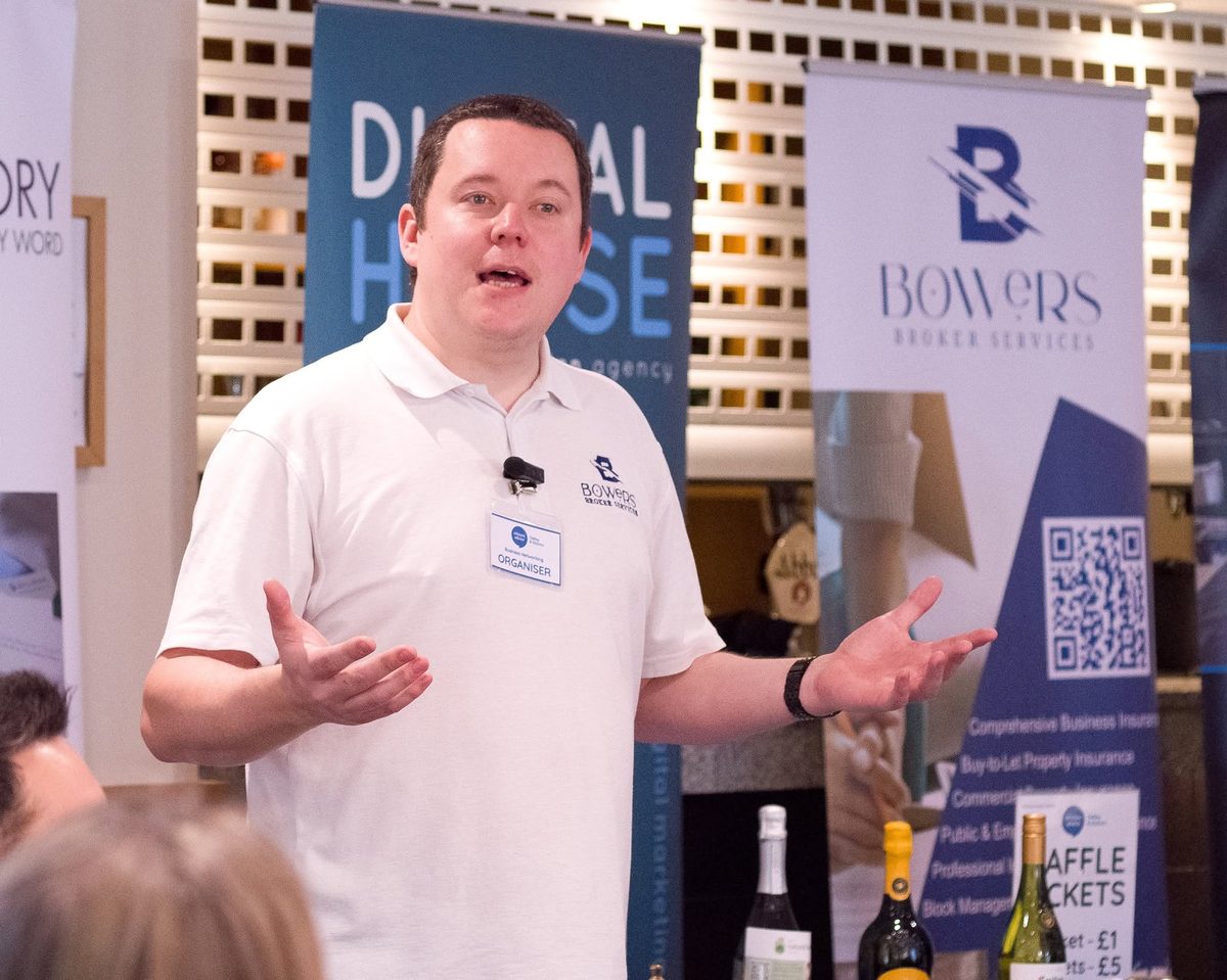 Martin Bowers, organiser at Tadley Business Networking Martin Bowers of Bowers Broker Services speaking at a TBN meeting